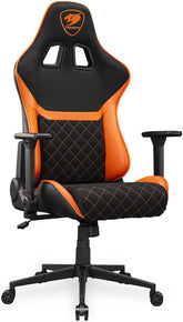 Cougar Armor One V2 F Gaming Chair, Woven Fabric Surface, 4D Folding Armrests, 155° Reclining, Piston Lift Height Adjustment, Up to 120kg Weight Support, Black / Orange | 3MA2FORB.0001