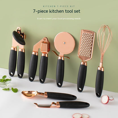 Kitchen Household Peeler Gadget  7-Piece Stainless Steel Kitchen Tool Set Copper Plating Set