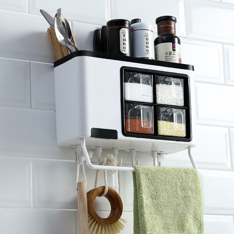 Punch-free kitchen shelf Multi-function seasoning box crafted material for kitchen