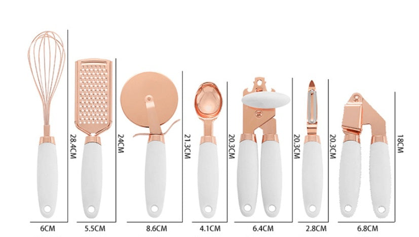 Kitchen Household Peeler Gadget  7-Piece Stainless Steel Kitchen Tool Set Copper Plating Set
