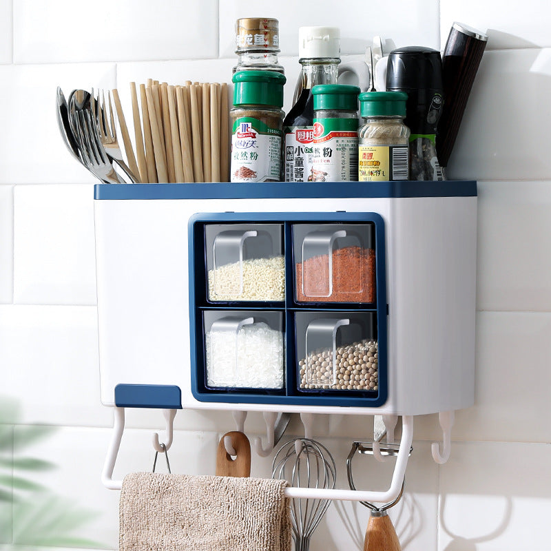Punch-free kitchen shelf Multi-function seasoning box crafted material for kitchen