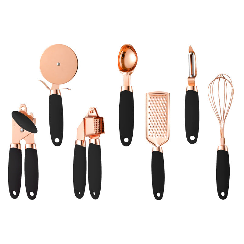 Kitchen Household Peeler Gadget  7-Piece Stainless Steel Kitchen Tool Set Copper Plating Set