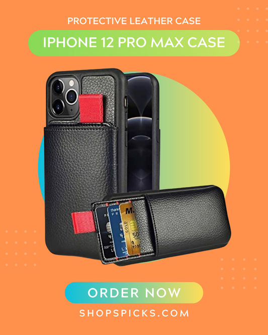 Premium Leather Card Holder Case for iPhone 12 Pro Max – 2-in-1 Protective Wallet Cover