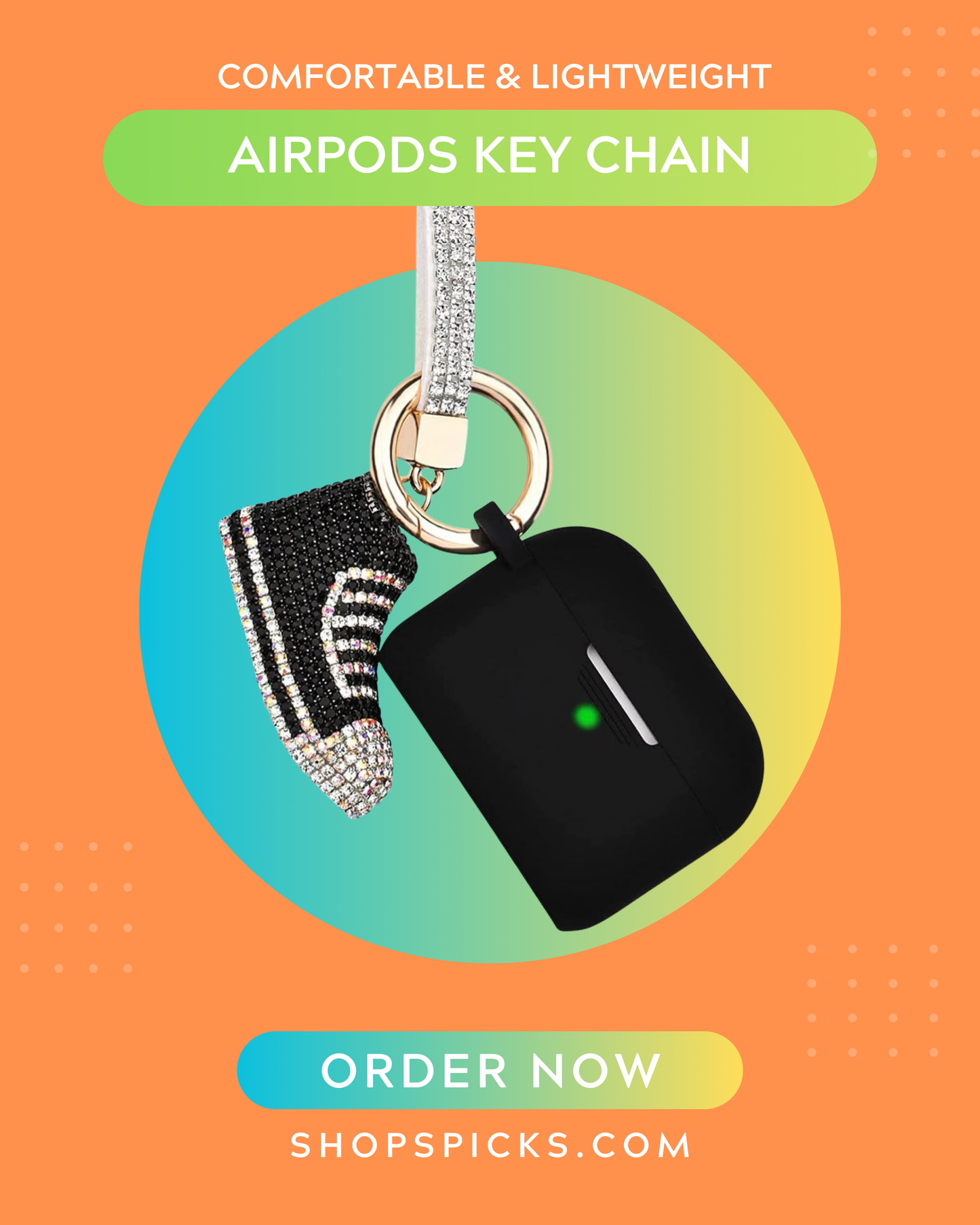 AirPods Case Cover with Keychain & Mini Sneaker Charm – Stylish Protective AirPods Holder for AirPods 1/2/Pro