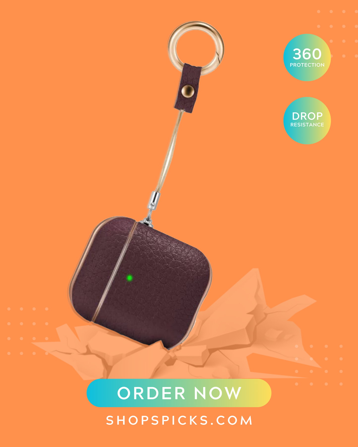 Genuine Leather AirPods Case Cover with Keychain – Premium Protective Case for Apple AirPods (Shockproof & Stylish)