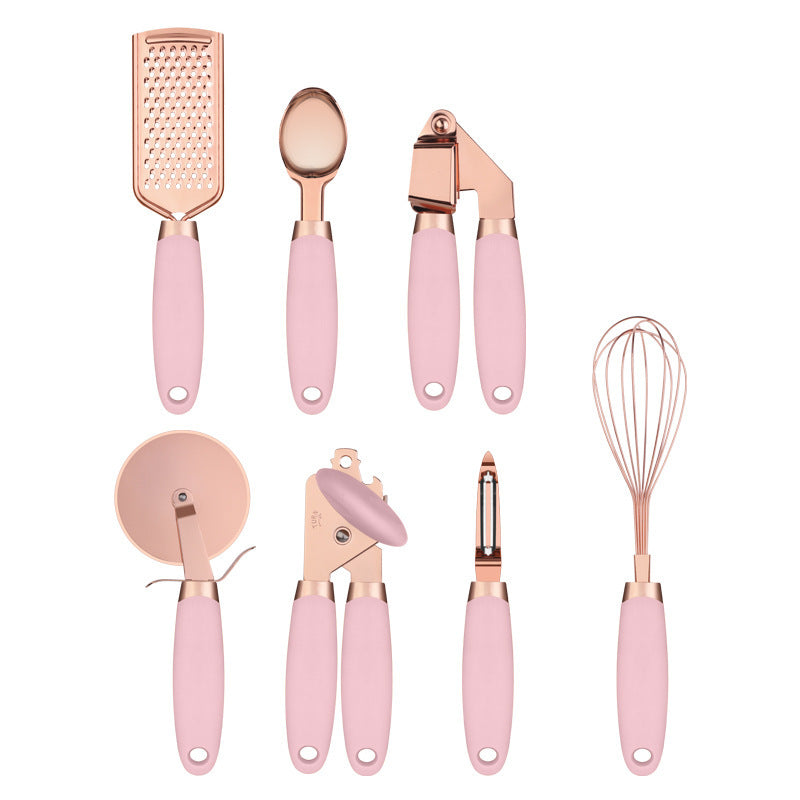 Kitchen Household Peeler Gadget  7-Piece Stainless Steel Kitchen Tool Set Copper Plating Set