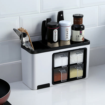 Punch-free kitchen shelf Multi-function seasoning box crafted material for kitchen