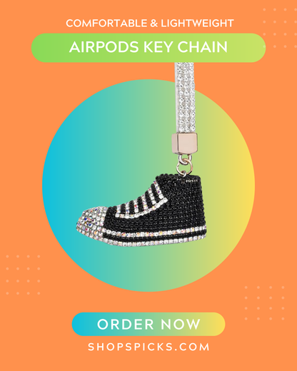 AirPods Case Cover with Keychain & Mini Sneaker Charm – Stylish Protective AirPods Holder for AirPods 1/2/Pro