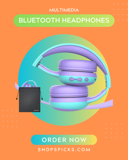 Multimedia Bluetooth Headphones with Voice Cancellation – 360° Twistable Durable Headset