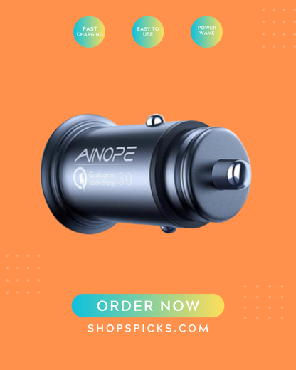 ANOPEI Fast Charging Car Charger – Dual USB Ports for iPhone, Samsung & More