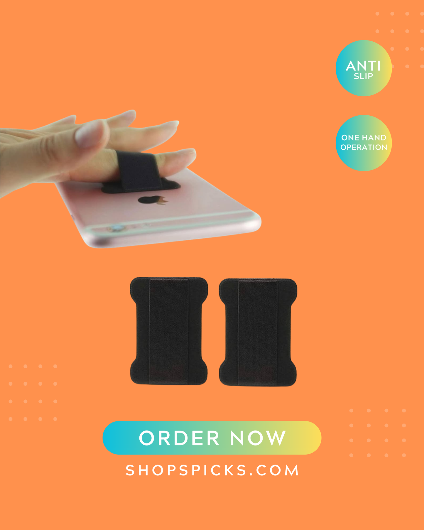 Improve your phone grip with the Non-Slip Mobile Finger Strap. Universal fit, adjustable design, and secure hold