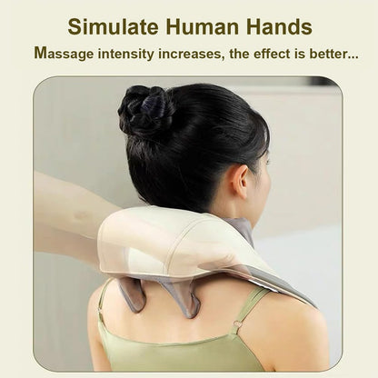 Rechargeable Shiatsu Neck & Shoulder Massager with Heat – Deep Tissue Electric Pain Relief, Adjustable Intensity, Portable Relaxation Device