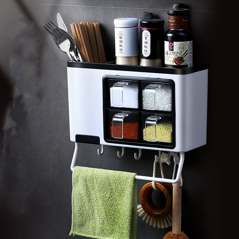 Punch-free kitchen shelf Multi-function seasoning box crafted material for kitchen