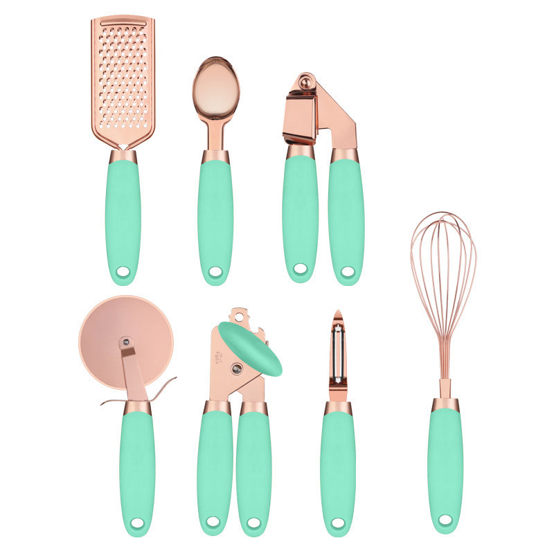 Kitchen Household Peeler Gadget  7-Piece Stainless Steel Kitchen Tool Set Copper Plating Set