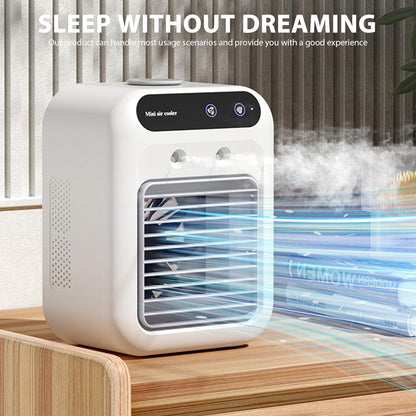 Portable Air Conditioners,1800mAh Rechargeable Mini Air Conditioner With 2 Cool 500ML Water Tank For Room, Travel, Office