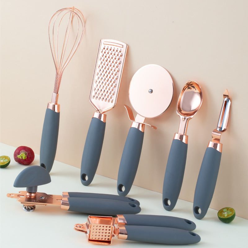 Kitchen Household Peeler Gadget  7-Piece Stainless Steel Kitchen Tool Set Copper Plating Set