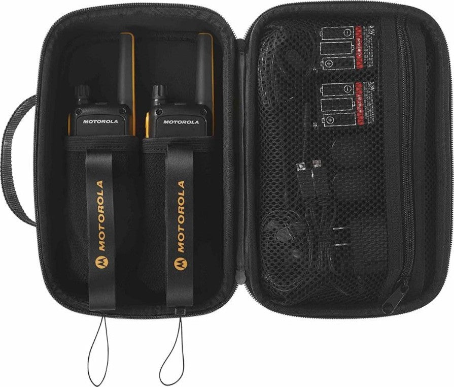 Motorola TALKABOUT T82 Extreme Walkie-Talkies, PMR446 License-Free, 16 Channels, 10km Range, IPx4 Weatherproof, Hidden Display, LED Torch, Dual Power, USB Charging, Vibrate, Twin Pack