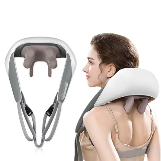 Rechargeable Shiatsu Neck & Shoulder Massager with Heat – Deep Tissue Electric Pain Relief, Adjustable Intensity, Portable Relaxation Device