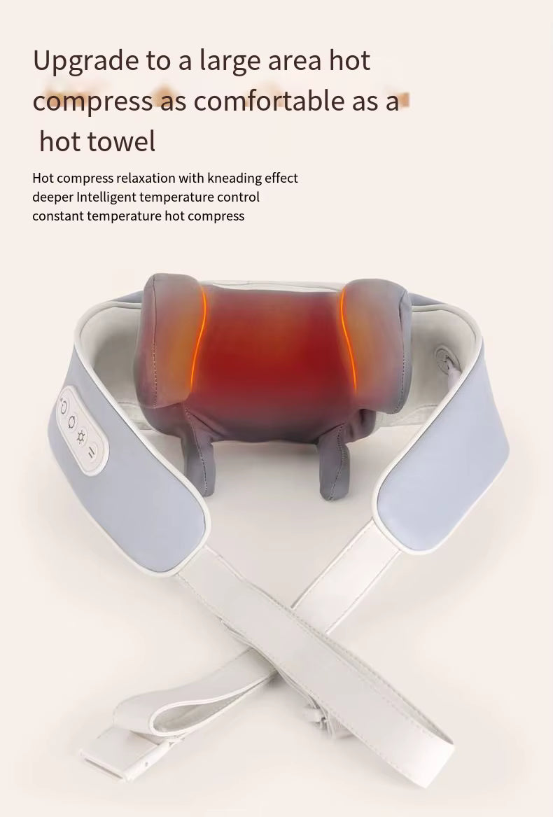 Rechargeable Shiatsu Neck & Shoulder Massager with Heat – Deep Tissue Electric Pain Relief, Adjustable Intensity, Portable Relaxation Device