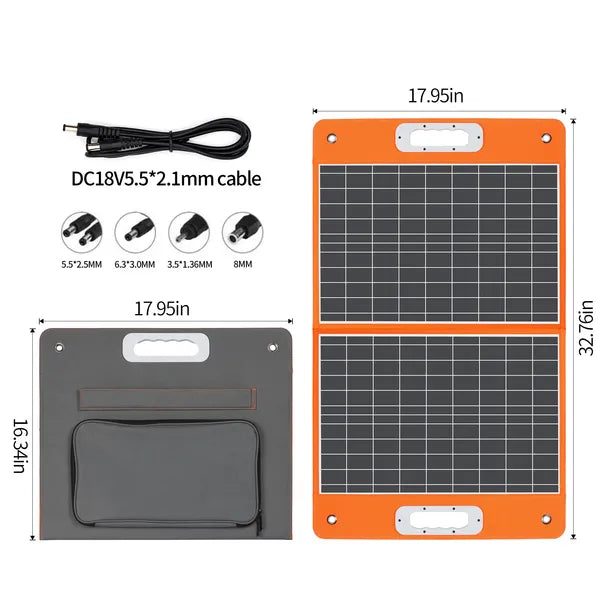 Portable Solar Panel  Flashfish Foldable Solar Charger 60W 18V With 5V USB 18V DC Output Compatible With Portable Generator;  Smartphones;  Tablets And More