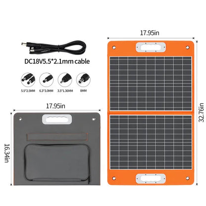Portable Solar Panel  Flashfish Foldable Solar Charger 60W 18V With 5V USB 18V DC Output Compatible With Portable Generator;  Smartphones;  Tablets And More