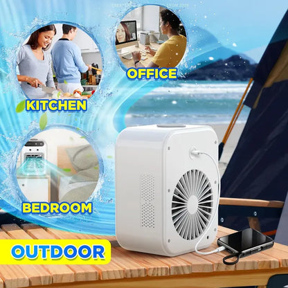 Portable Air Conditioners,1800mAh Rechargeable Mini Air Conditioner With 2 Cool 500ML Water Tank For Room, Travel, Office