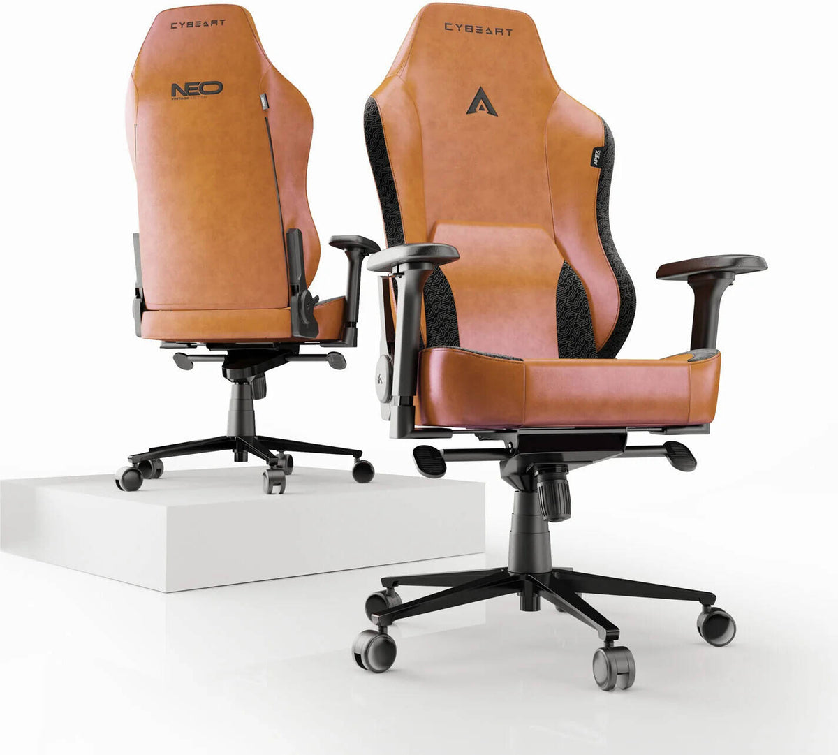 Cybeart NEO Series Vintage Edition Gaming Chair, Supreme PU Leather, Memory Foam Lumbar Pillow, 60mm Caster Wheels, 4D Armrest, Inbuilt Lumbar Arch, 150Kg Max Weight, Vintage | VNTGED