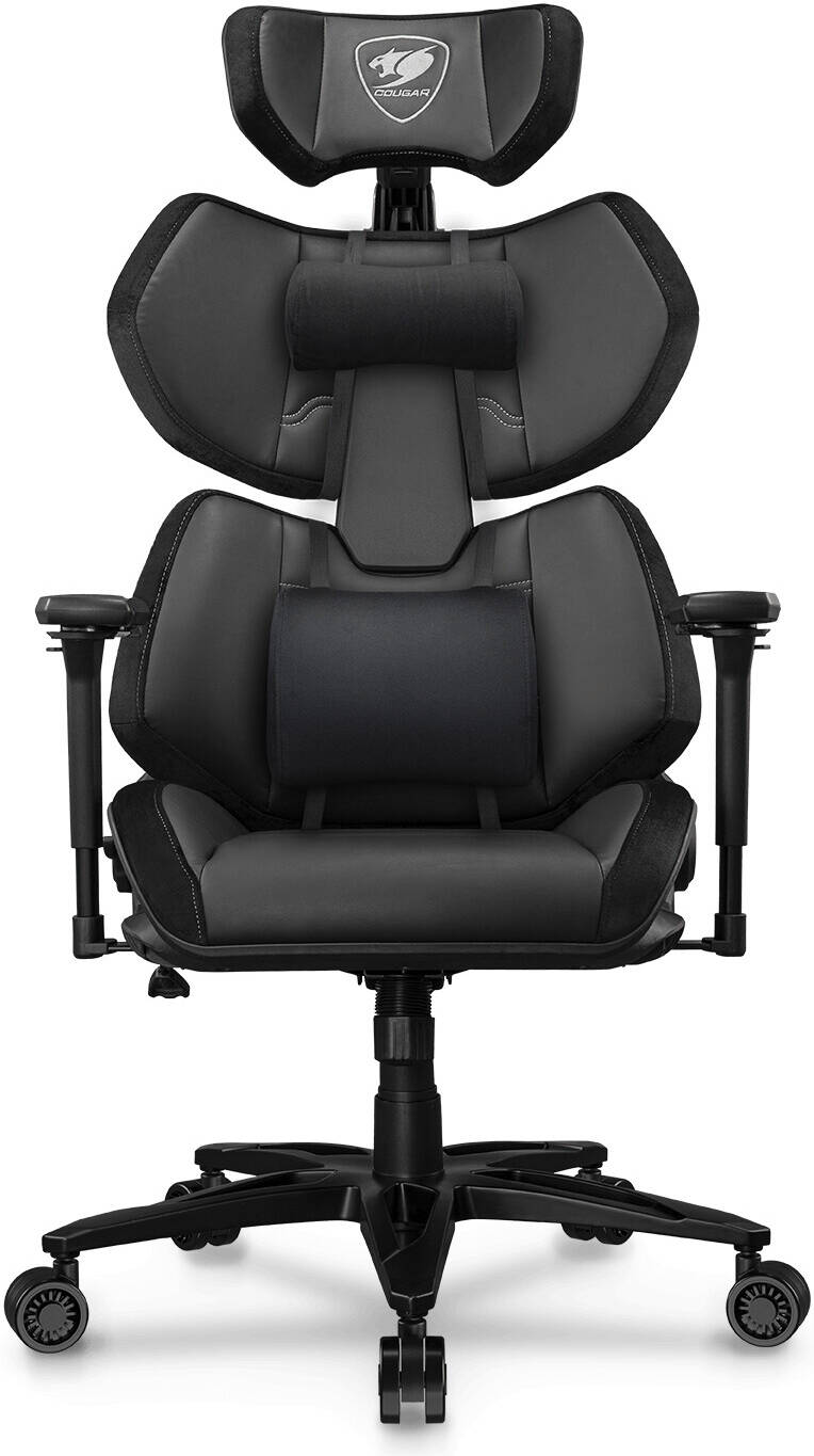 Cougar Terminator Elite Gaming Chair, Hyper-Dura Leatherette Upholstery, High Density Mold Shaping Foam, PAFRP Backrest, Class 4 Gas Lift, 4D Armrests, Silver / Black | 3MTRESLB.0001