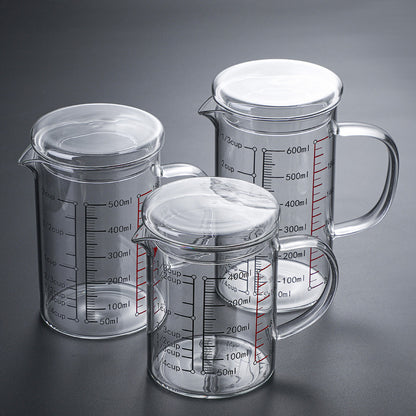 Glass Measuring Cup, Glass Graduated Cup With Lid, Glass Cup