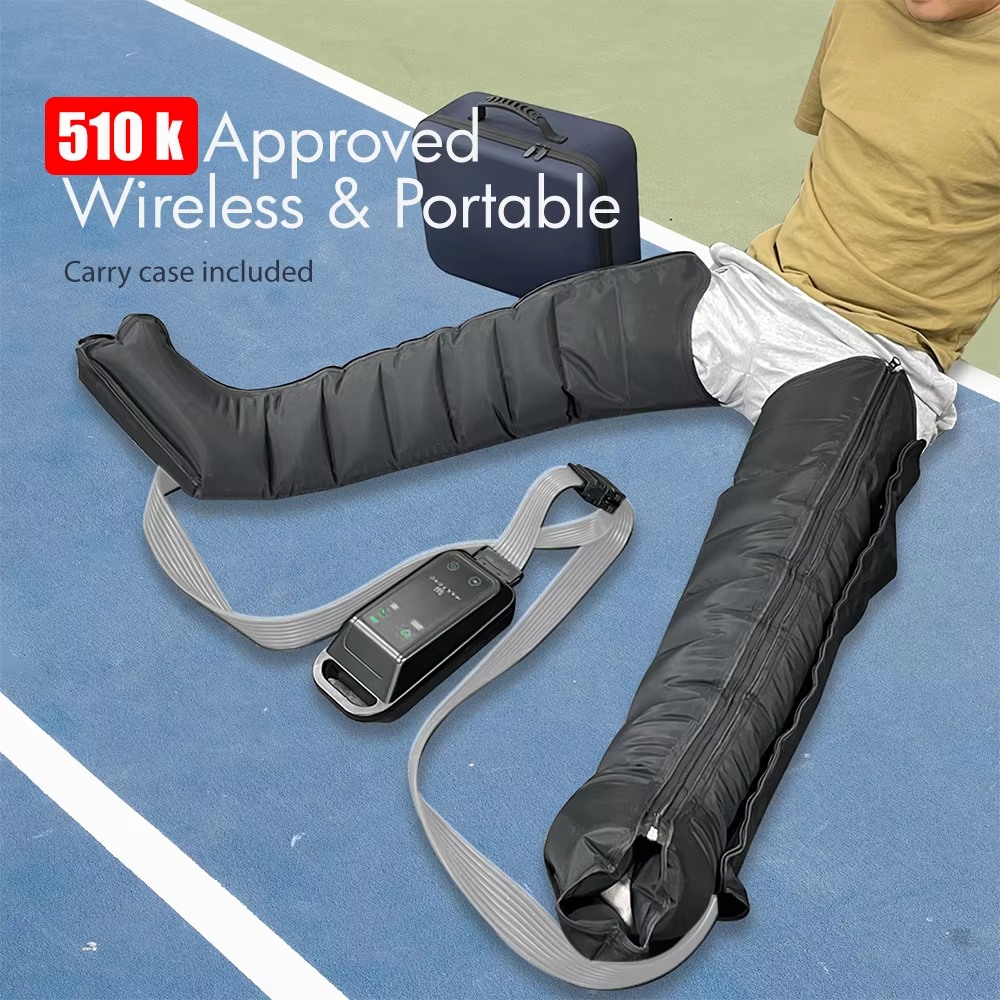 Wireless Leg Compression Massager Boots with Heat, Portable Muscle Recovery & Circulation Therapy Device