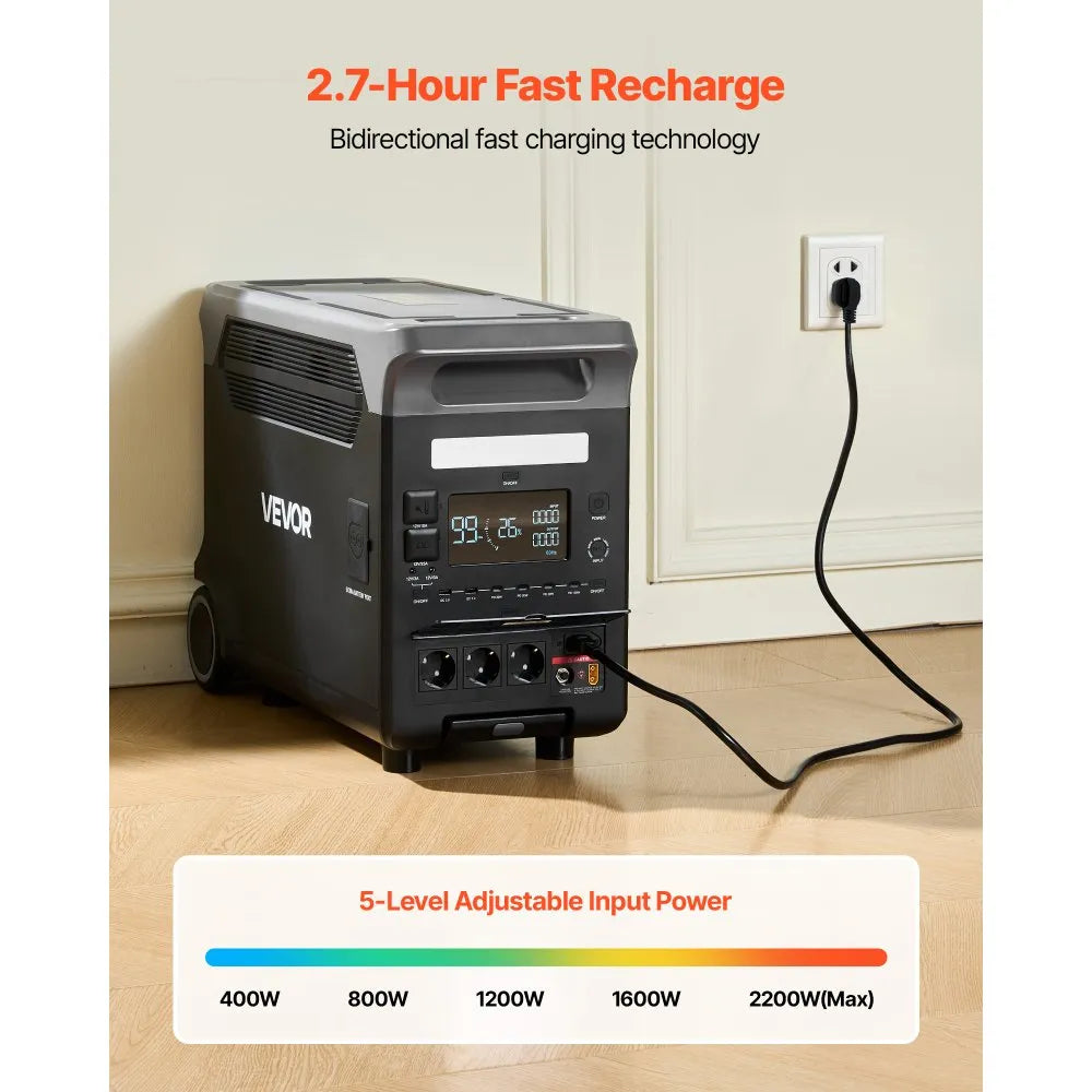 Portable Power Station, 3600W 3840Wh Power Station Solar Generator With 10 Output Ports & Adjustable Input Power, Expandable LiFePO4 Battery Backup For Home Camping RV