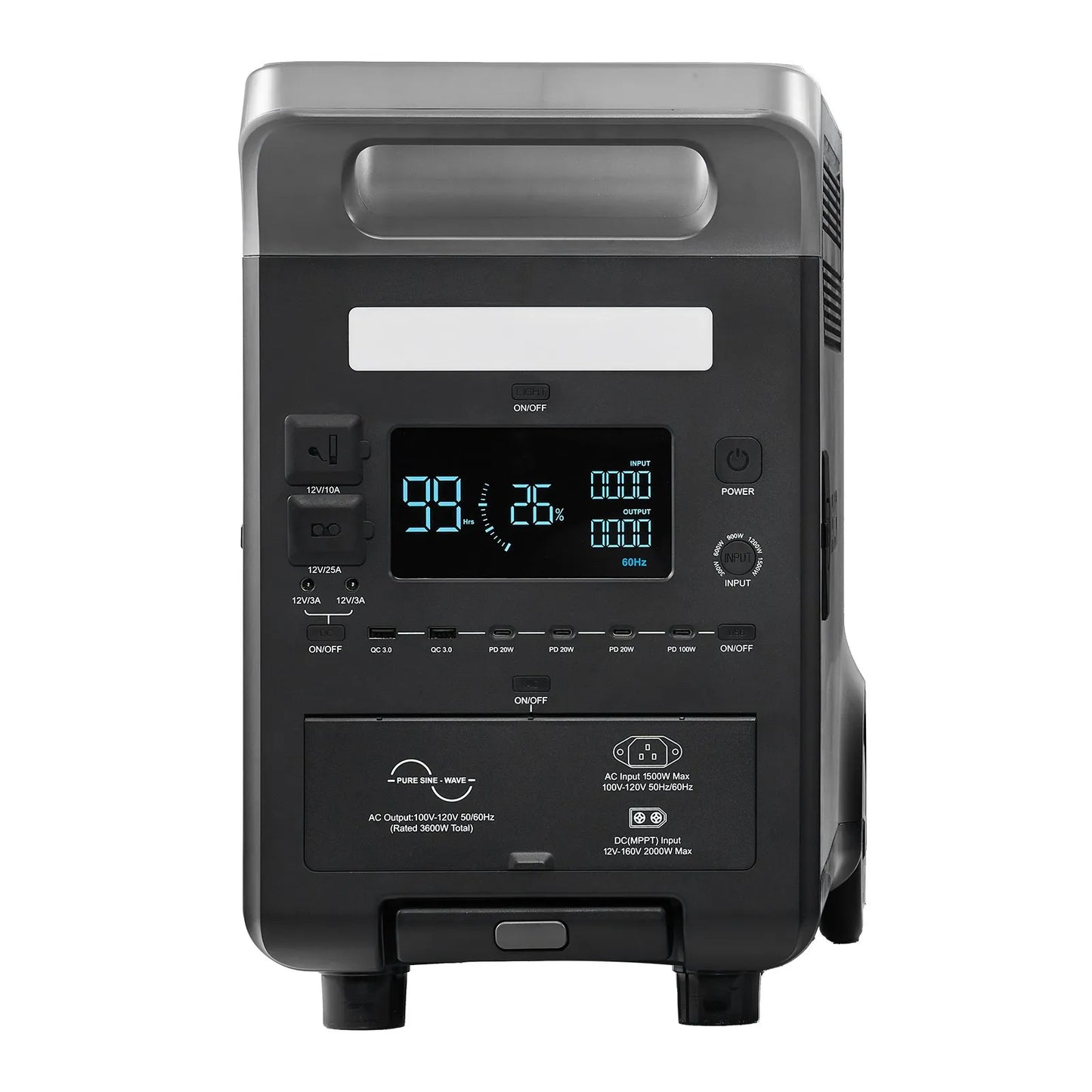 Portable Power Station, 3600W 3840Wh Power Station Solar Generator With 10 Output Ports & Adjustable Input Power, Expandable LiFePO4 Battery Backup For Home Camping RV