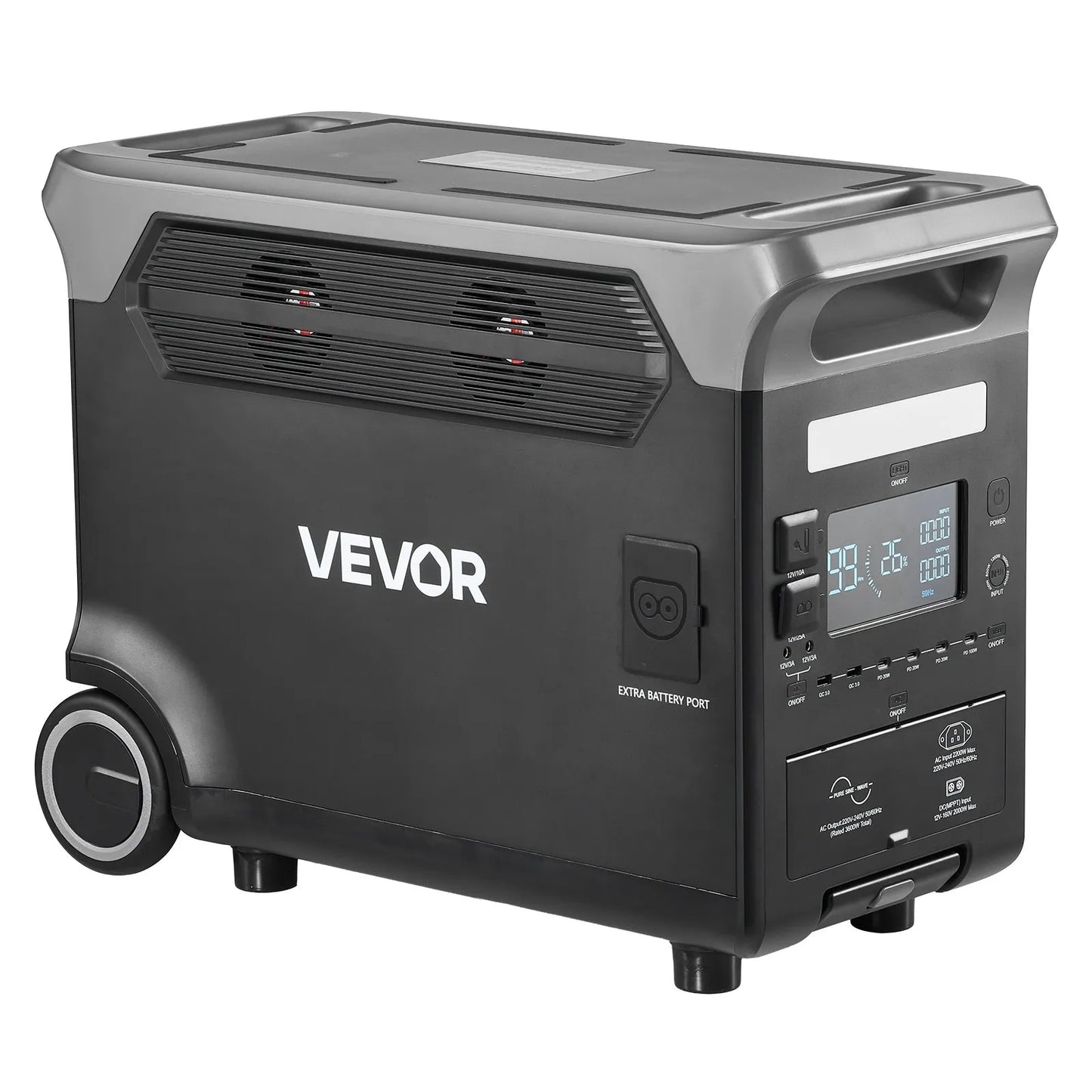 Portable Power Station, 3600W 3840Wh Power Station Solar Generator With 10 Output Ports & Adjustable Input Power, Expandable LiFePO4 Battery Backup For Home Camping RV